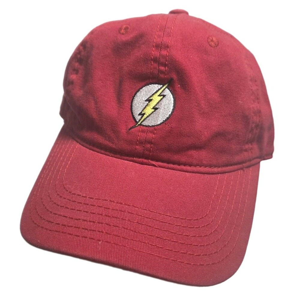 DC Comics The Flash Hat Mens OSFA Red Embroidered Lightning Bolt Dad Cap